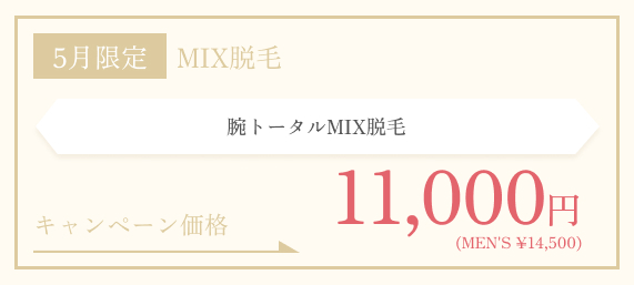 5月限定　腕トータルMIX脱毛
