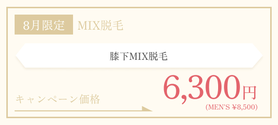 8月限定　膝下MIX脱毛